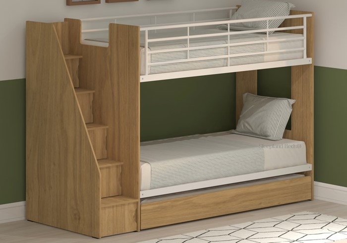 Bunk Bed With Stairs Storage Trundle, Bunk Beds With Trundle And Storage Uk
