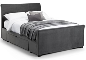 Capania Grey Velvet Bed With Two Large Drawers - Super Kingsize