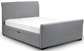 Capania Light Grey Fabric Bed With Drawers -  4ft6 Double