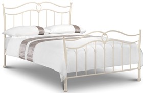 Catania White Metal Bed Frame - Off White Satin - 5ft Kingsize