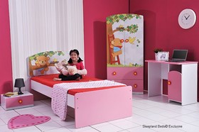 Childrens Pink Teddy Bear Bed Frame And Matching Bedroom Furniture Set