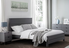 Christy Grey Wooden Bed Frame - Rounded Edges - 5ft Kingsize