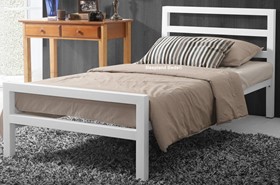 City Block Metal Bed Frame - Modern Design In White - 3ft Single