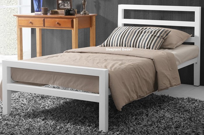 Inspire City Block White Metal Bed, White Metal Single Bed Frame Uk