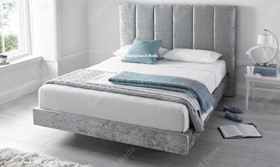Clarice Crushed Velvet Silver Bed By Kaydian With 2 USB Ports - 5ft Kingsize