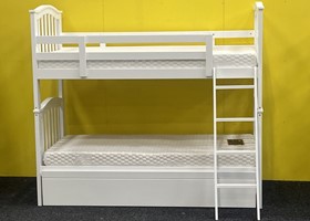 Cosmos Deluxe White Wooden Bunk Bed With Trundle