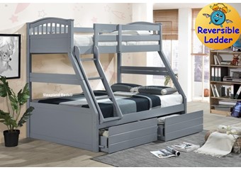 Cosmos White Three Sleeper Bunk Bed, Cosmo Twin Bunk Bed With Trundle And Storage