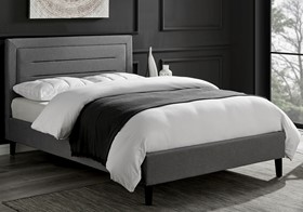 Dino Bed Frame Upholstered In Grey Fabric - 5ft Kingsize