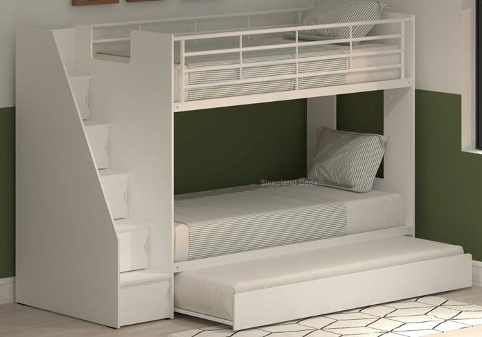 Dynamo White Staircase Bunk Bed With, How To Build Storage Stairs For Bunk Bed