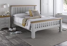 Eden Bed Frame - Grey Solid Oak Wood - 4ft6 Double