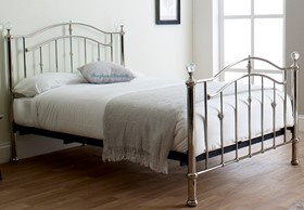 Ella Chrome Metal Bed Frame - Crystal Finials - 4ft6 Double