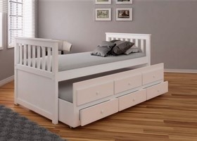 Ellesmere Marcelle White Captains Guest Bed With Trundle And Drawers