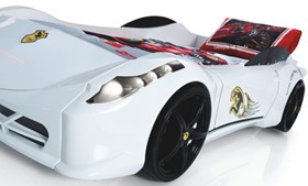 Ferrari Car Bed With Lights In White | Childrens Beds