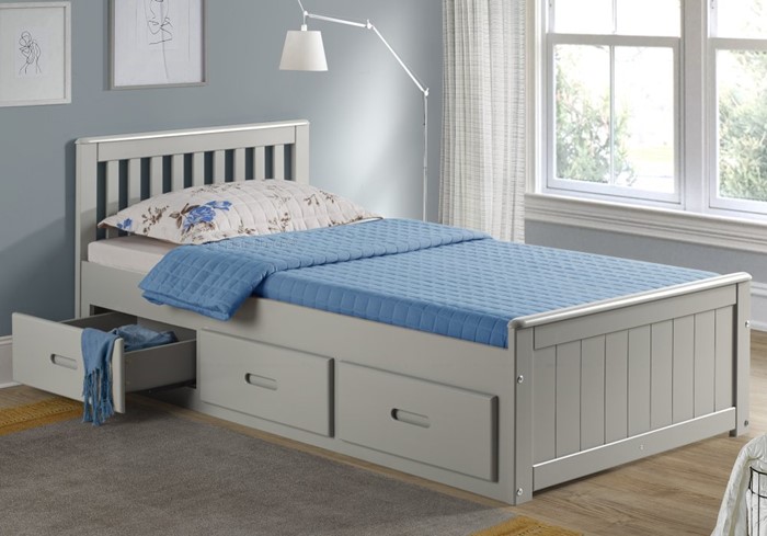 Grey Single Bed With Storage Drawers, Single Wooden Bed With Storage Underneath