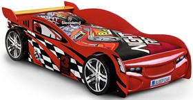 High Gloss Red Car Bed - Red Sleep Star Racing Car Bed