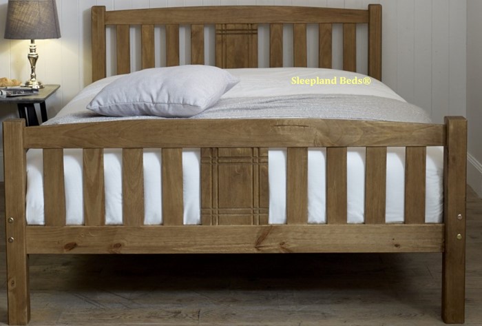 Honey Pine Palma Wooden Bed Kingsize, Pine Bed King Size