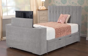 Image Sparkle TV Bed With Ottoman Storage - Fabric Choice - 4ft6 Double