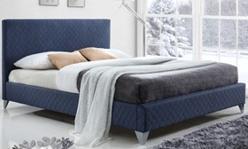 Inspire Brooklyn Blue Fabric Bed Frame - 5ft Kingsize Bedstead