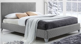 Inspire Brooklyn Grey Fabric Bed Frame - Diamond Pattern - 5ft Kingsize