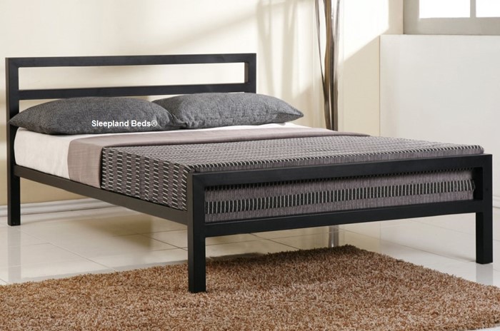 City Block Small Double Black Metal Bed, Small Double Metal Bed Frame With Mattress