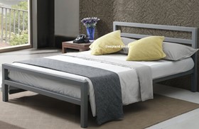 Inspire City Block Modern Grey Metal Bed Frame - 4ft6 Double