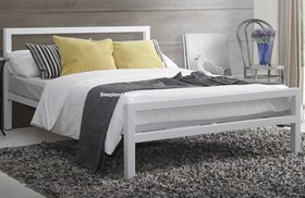 Inspire City Block Modern White Metal Bed Frame - 5ft Kingsize
