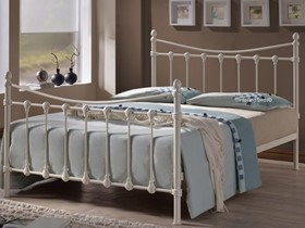 Inspire Florida Ivory Metal Bed Frame With Shell Accents - 4ft6 Double