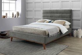 Inspire Mayfair Light Grey Fabric Bed Frame - Exposed Wood - Kingsize