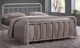 Inspire Miami Ivory Metal Bed - Victorian Gaslight Design - Kingsize