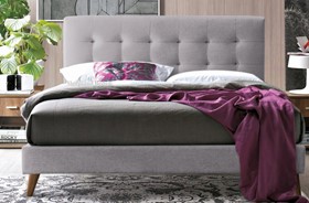 Inspire Novara Light Grey Fabric Bed Frame - 4ft6 Double