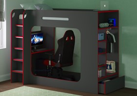Intrepid Gaming Highsleeper Bed - Desk - Drawer - Wardrobe - Shelves