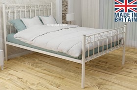 Ivory Myrtille Wrought Iron Bed Frame - Low High Footend - 4ft6 Double
