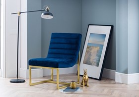 Julian Bowen Bellagio Accent Chair - Blue Velvet Fabric And Gold