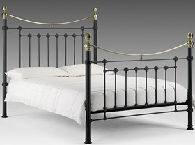 Julian Bowen Black Victoria Bed Frame | 5ft Kingsize | Satin Black and Brass