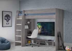Julian Bowen Nebula Gaming Bed - Highsleeper With Desk - Grey Oak
