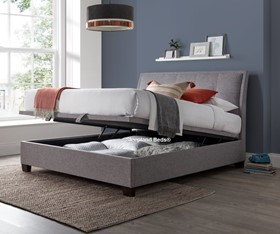 Kaydian Accent Ottoman Bed - Marbella Grey Fabric - 4ft6 Double