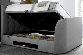 Kaydian Barnard TV Bed In Grey Fabric - Ottoman Storage - 5ft Kingsize