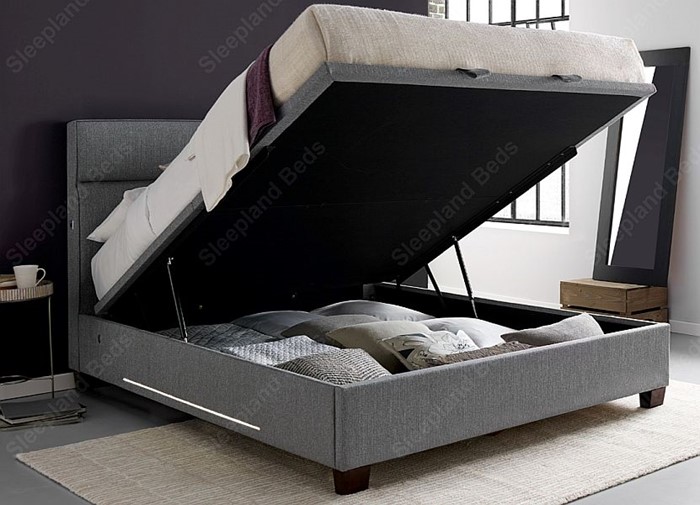 Kaydian Chilton Grey Fabric Ottoman Bed, Grey Upholstered Ottoman Bed King Size