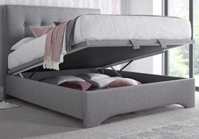 Kaydian Langley Ottoman Storage Bed In Light Grey Fabric - 4ft6 Double