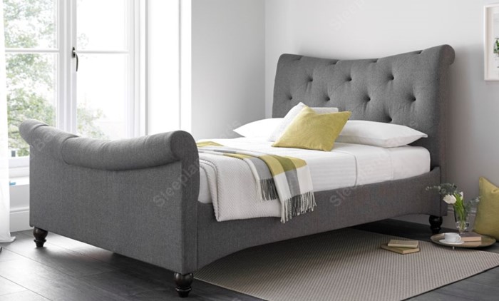 Kaydian Tyne Bed Frame Upholstered In, Grey Fabric Sleigh Bed Frame
