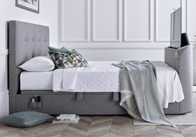 Kaydian Walkworth Ottoman TV Bed | Marbella Grey Fabric - 5ft Kingsize