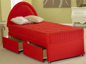 Kiddies Red Divan Bed | 3ft Single Hypo Allergenic Divan | Red
