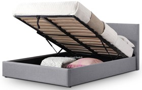 Lift Up Ottoman Roata Storage Bed Upholstered In Grey Fabric - 4ft6 Double