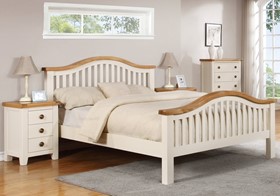 Maine Oak Bed Frame In Cream - Chunky High Footend - 4ft6 Double