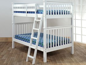 Malvern 4ft Small Double Bunk Bed - White - Double On Top And Lower Bunk