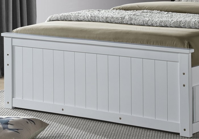 Double White Wood Bed Frame 6 Storage, White Solid Wood Double Bed Frame