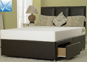Memory Foam | Plain Stretch 4ft 6" Double Divan Bed | Leather Base