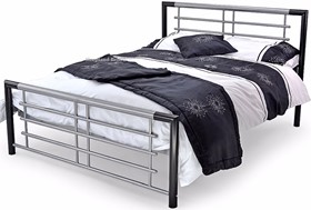 Metal Beds - Atlanta 4ft Small Double Silver Black Metal Bed Frame
