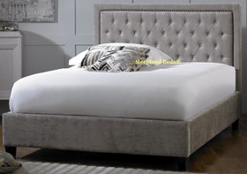 Mink Velvet Fabric Adamski Bed Frame - 6ft Super Kingsize