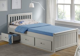 Mission Grey Single Wooden Bed Frame With Three Storage Drawers